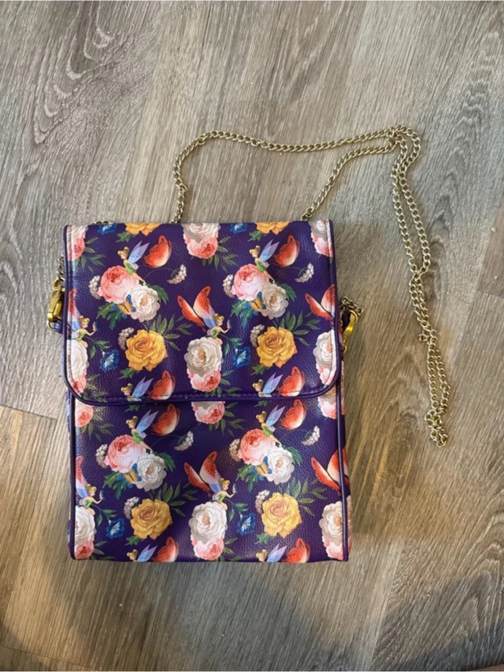 Disney Purple Floral Crossbody with Gold Chain